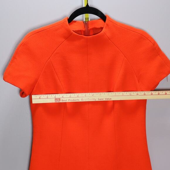Vintage Neiman Marcus Wool Dress & Coat Set Orange Mod XS–S - Picture 5 of 8